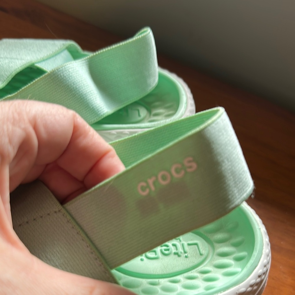 CROCS Teal Sandals with Strappy Design and Textured Footbed - Picture 4 of 8